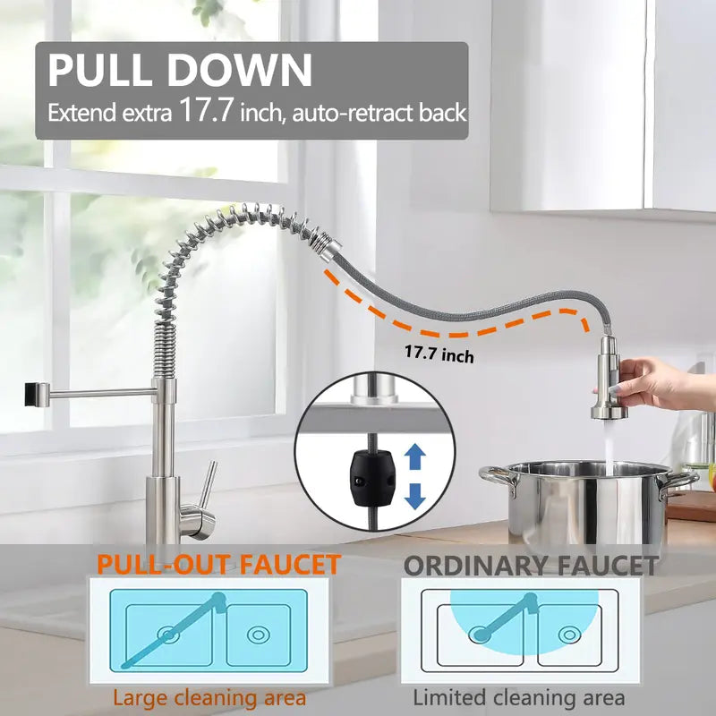 Modern Pull-Down Kitchen Faucet, Single Handle