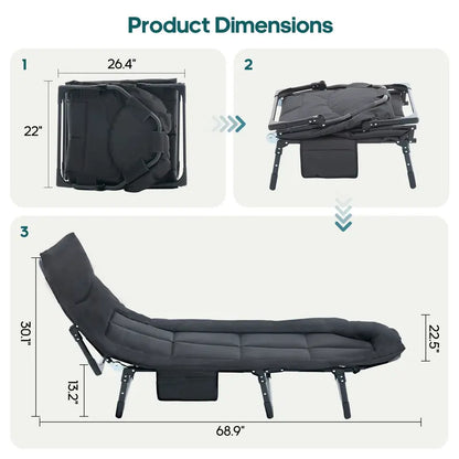 6-Position Adjustable Folding Camping Cot with Mattress – 450lbs